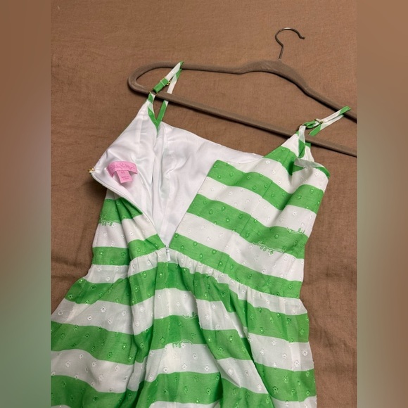 Lilly Pulitzer Antonia mini Dress in New Green Awning Stripe - Picture 9 of 11